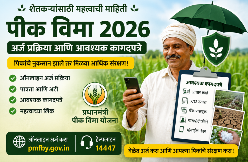 पीक विमा 2026: ऑनलाइन अर्ज, पात्रता व आवश्यक कागदपत्रे