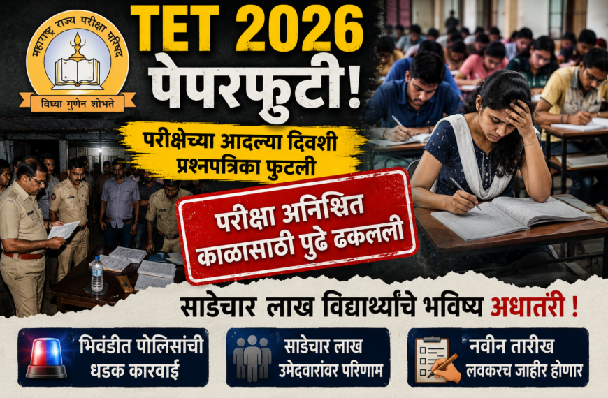 Maharashtra TET Paper Leak 2026 : परीक्षेच्या अवघ्या काही तासांपूर्वी प्रश्नपत्रिका फुटली