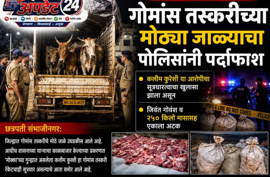 छत्रपती संभाजीनगरमध्ये गोमांस तस्करीच्या मोठ्या जाळ्याचा पोलिसांनी पर्दाफाश केला.