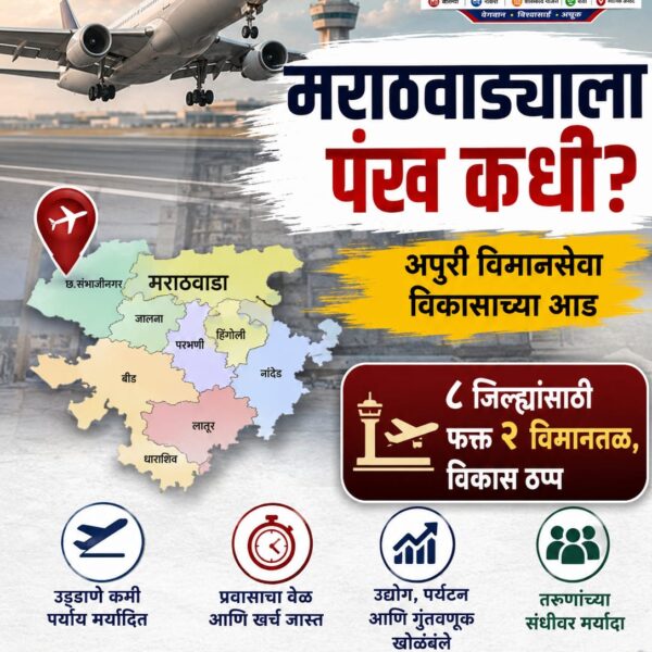 छत्रपती संभाजीनगर : मराठवाड्यातील अपुरी विमानसेवा विकासाच्या आड