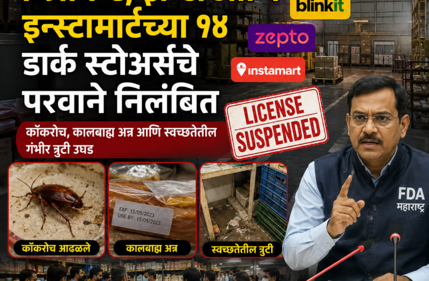 महाराष्ट्र FDA ची मोठी कारवाई: ब्लिंकिट, झेप्टो, इन्स्टामार्टच्या १४ डार्क स्टोअर्सचे परवाने निलंबित