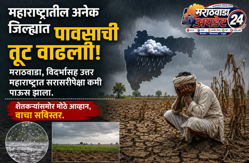 महाराष्ट्रात पावसाची चिंता वाढली! मराठवाडा-विदर्भात मोठी तूट, शेतकरी काळजीत