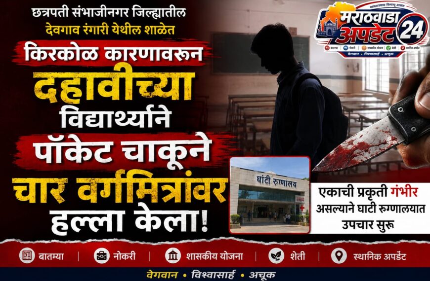 देवगाव रंगारी शाळेत धक्काबुक्कीतून चाकूहल्ला; दहावीच्या विद्यार्थ्याने चार&hellip;